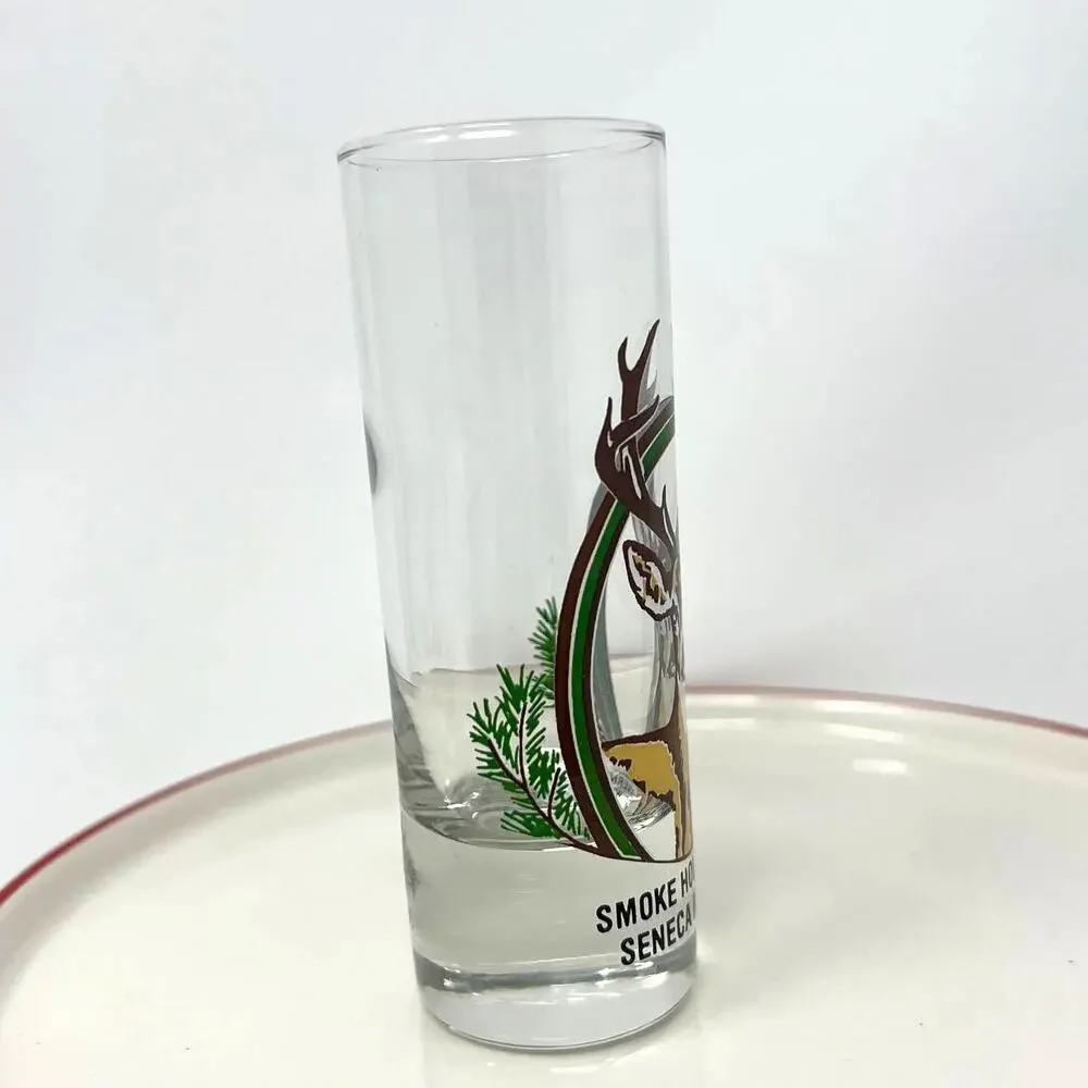 Smoke Hole Caverns Seneca Rock WV Souvenir Shot Glass White‎ Tail Deer Antlers